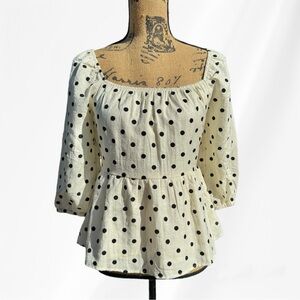 NWOT Blu Pepper Polka Dot Sheen Cream & Black Babydoll Open Back Size Large